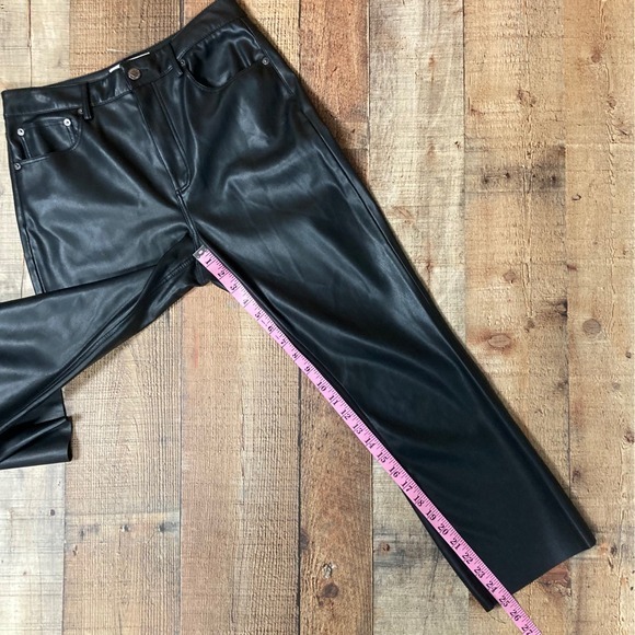Zara Faux‎ Leather Pants Black Straight Leg Trousers Womens 6 EUR38  MEX28 - Picture 7 of 7